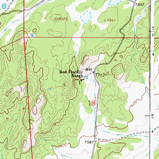 Topographic Map of Red Feather Ranch, CO