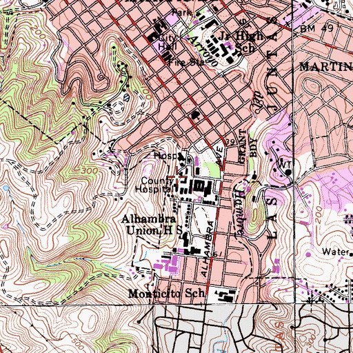 Topographic Map of Contra Costa Regional Medical Center, CA