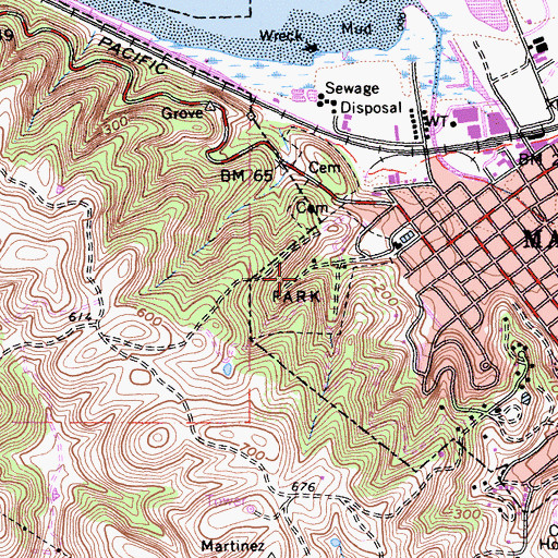 Topographic Map of Martinez Municipal Park, CA