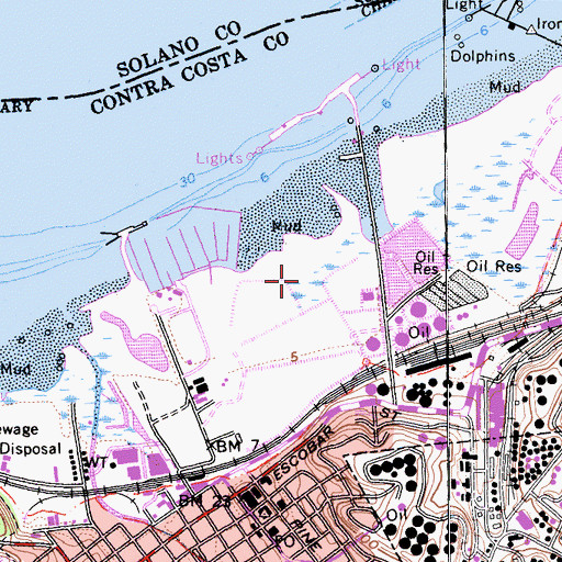 Topographic Map of Martinez Regional Shoreline Park, CA