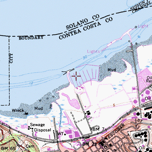 Topographic Map of Martinez Yacht Harbor, CA