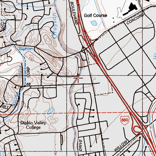 Topographic Map of College Square Shopping Center, CA