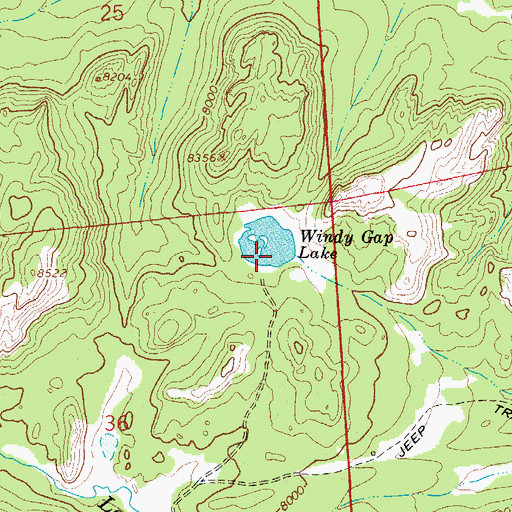 Topographic Map of Windy Gap Lake, CO