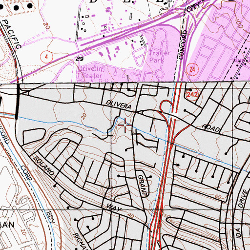 Topographic Map of Concord Christian School, CA