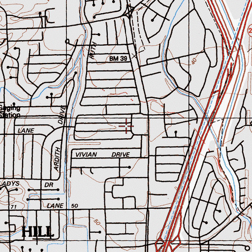 Topographic Map of Gregory Village Shopping Center, CA