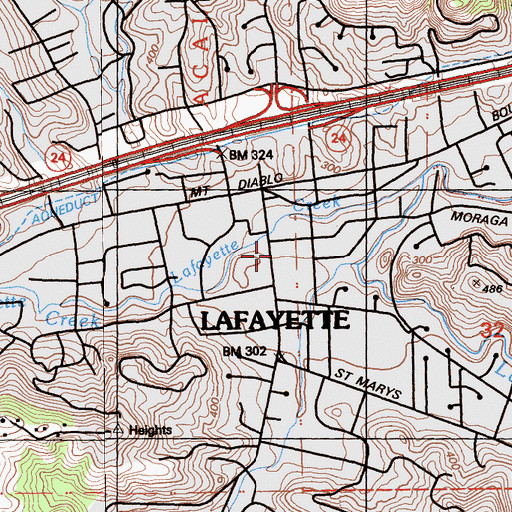 Topographic Map of Lafayette Branch Contra Costa County Library, CA