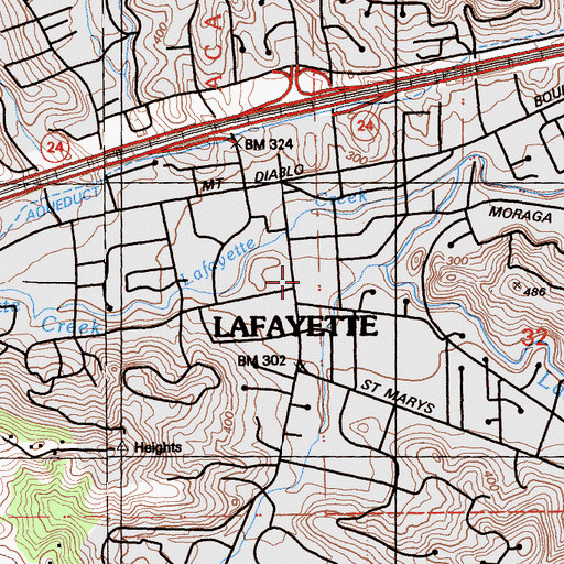 Topographic Map of Lafayette Elementary School, CA