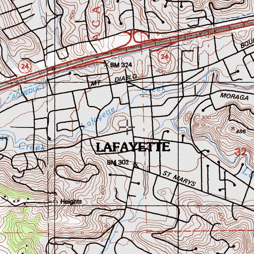 Topographic Map of Lafayette Elementary School, CA