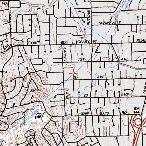 Topographic Map of Larkey Park, CA
