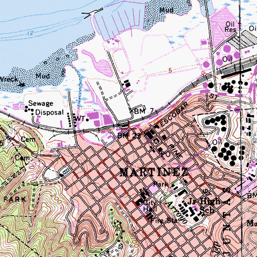 Topographic Map of Martinez Historical Museum, CA