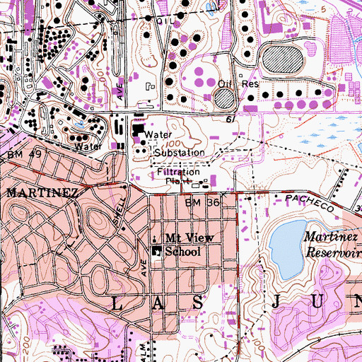Topographic Map of Martinez Water Purification Plant, CA