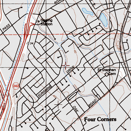 Topographic Map of Meadow Homes Park, CA