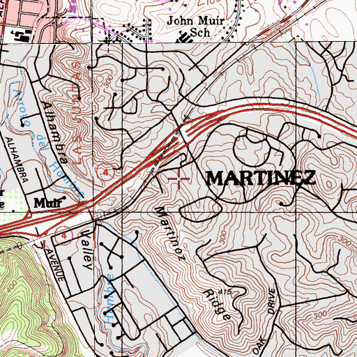 Topographic Map of Muir Station Shopping Complex, CA