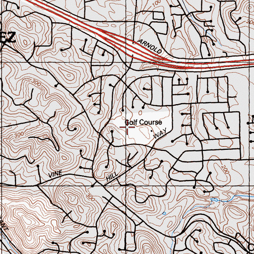 Topographic Map of Pine Meadows Golf Course, CA