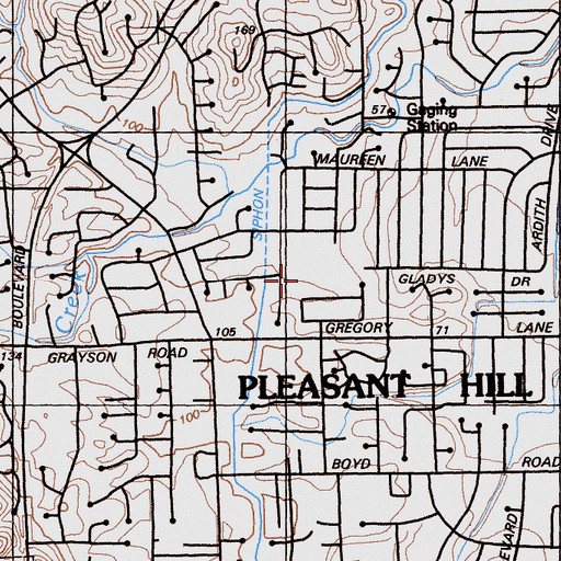 Topographic Map of Pinewood Park, CA