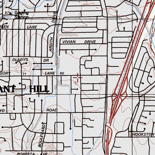 Topographic Map of Pleasant Hill City Hall, CA
