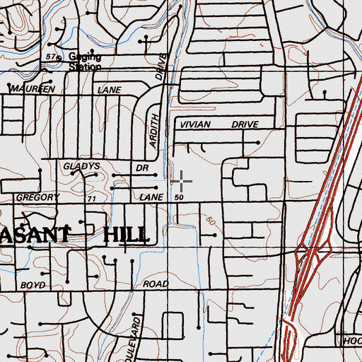 Topographic Map of Pleasant Hill Park, CA