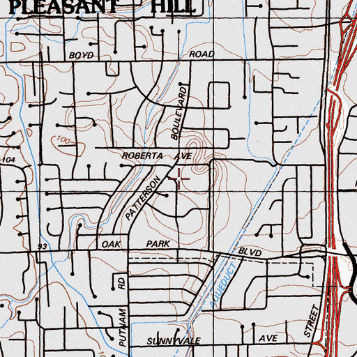 Topographic Map of Pleasant Oaks Park, CA