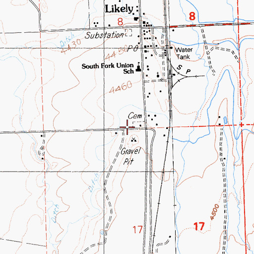 Topographic Map of Likely Cemetery, CA