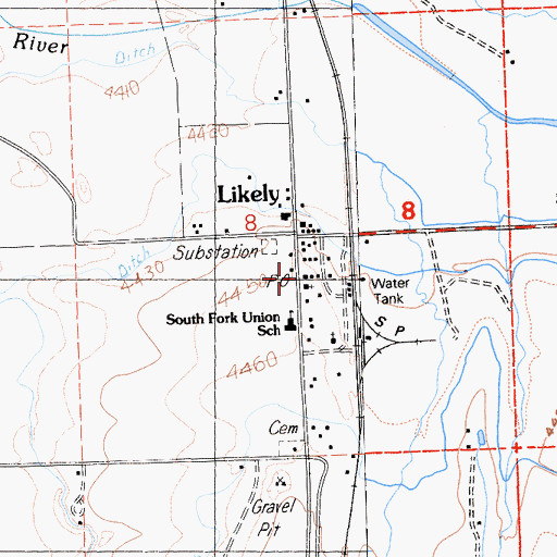 Topographic Map of Likely Post Office, CA