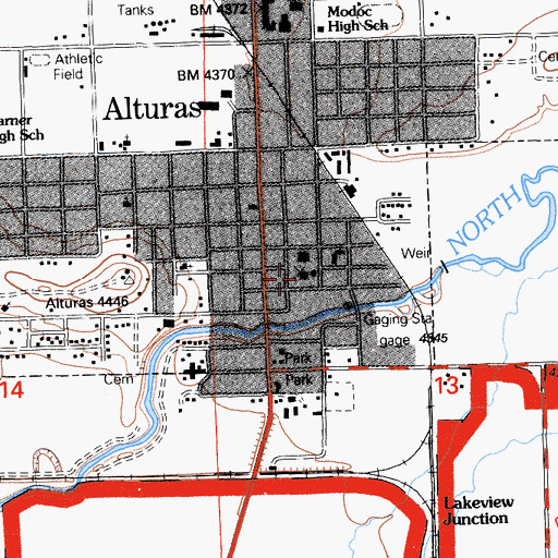 Topographic Map of Modoc County Courthouse, CA