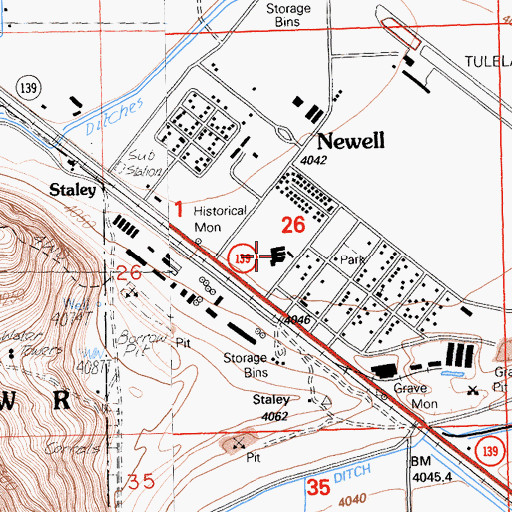 Topographic Map of Newell Elementary School, CA