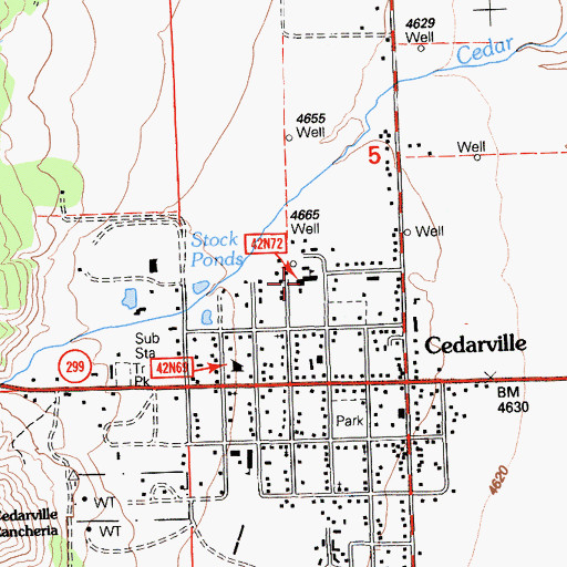 Topographic Map of Surprise Valley Elementary School, CA