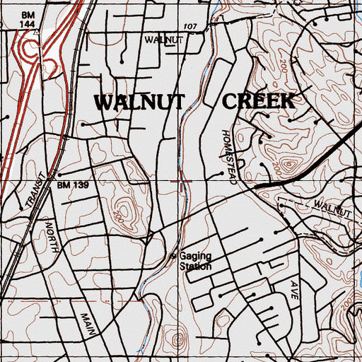 Topographic Map of Walnut Creek Intermediate School, CA