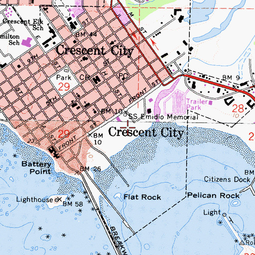 Topographic Map of Beach Front Park, CA