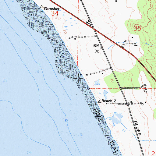 Topographic Map of Crescent Beach, CA