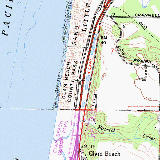 Topographic Map of Clam Beach Ponds, CA