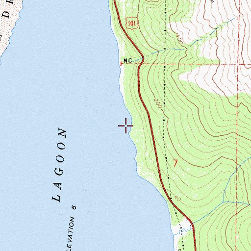 Topographic Map of Harry A. Merlo State Recreation Area, CA
