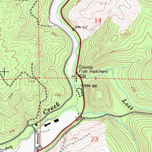 Topographic Map of Humboldt County Prairie Creek Fish Hatchery, CA