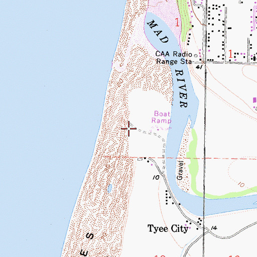 Topographic Map of Mad River Beach County Park, CA