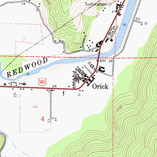 Topographic Map of Ore'q (historical), CA