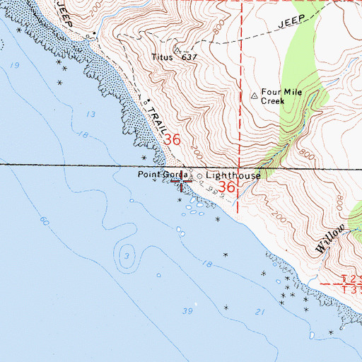 Topographic Map of Punta Gorda Lighthouse, CA