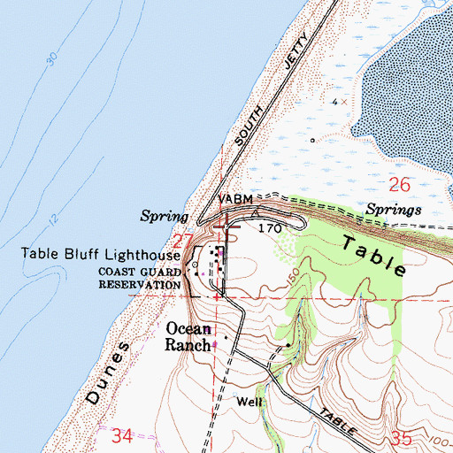 Topographic Map of Table Bluff County Park, CA