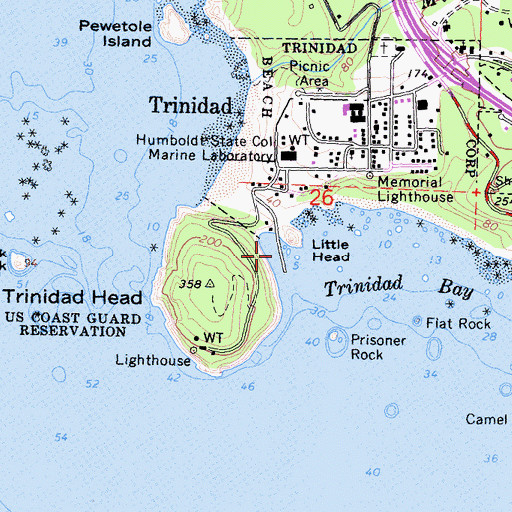 Topographic Map of Trinidad Harbor, CA