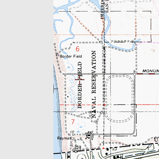 Topographic Map of Border Field Naval Reservation (historical), CA