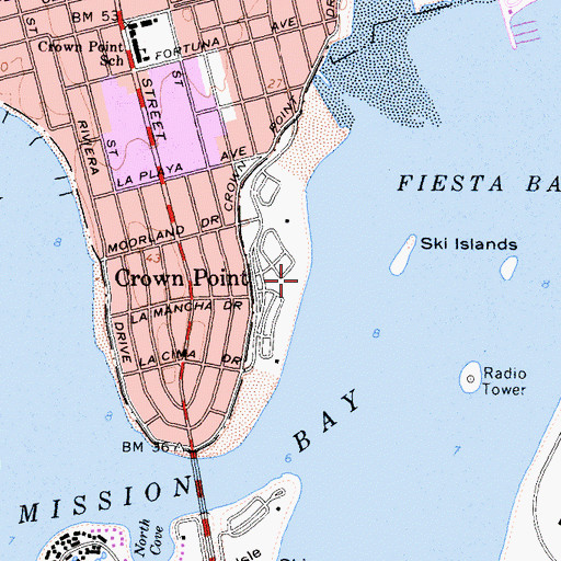 Topographic Map of Crown Point Shores, CA