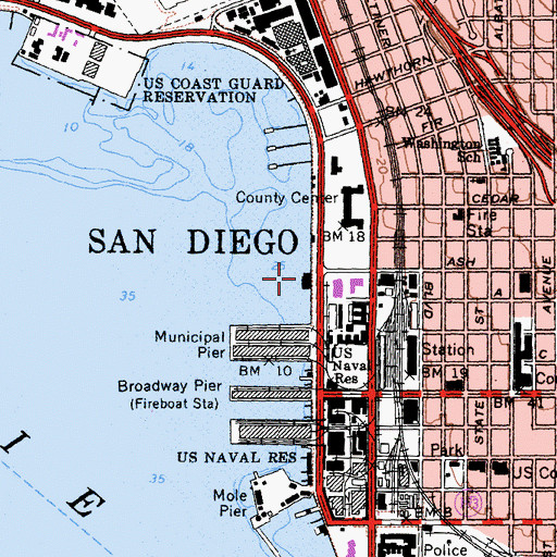 Topographic Map of San Diego Maritime Museum, CA