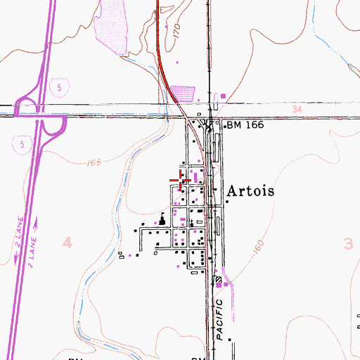 Topographic Map of Artois Post Office, CA