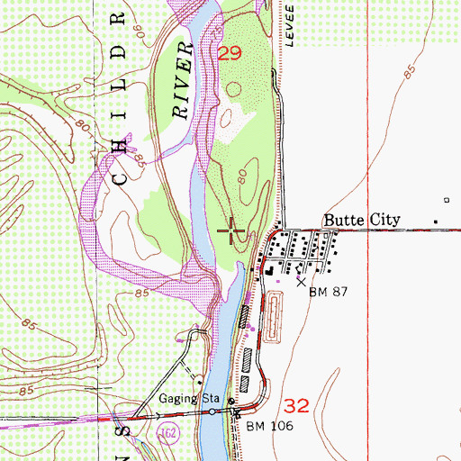 Topographic Map of Butte City Launch Facility, CA