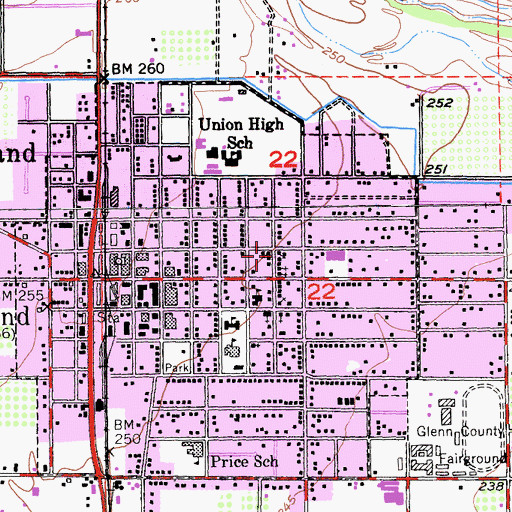 Topographic Map of Church of Christ, CA