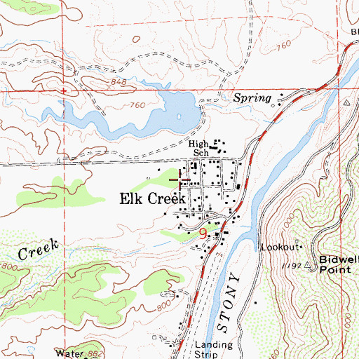 Topographic Map of Elk Creek Post Office, CA