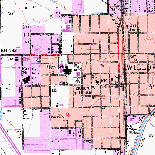 Topographic Map of First Baptist Church, CA