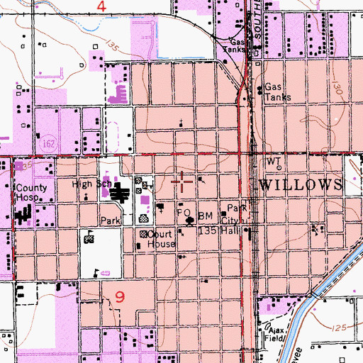 Topographic Map of First United Methodist Church, CA