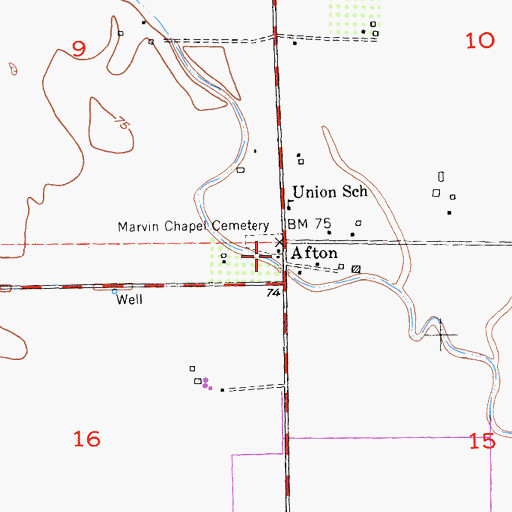 Topographic Map of Marvin Chapel (historical), CA
