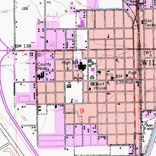 Topographic Map of Memorial Park, CA