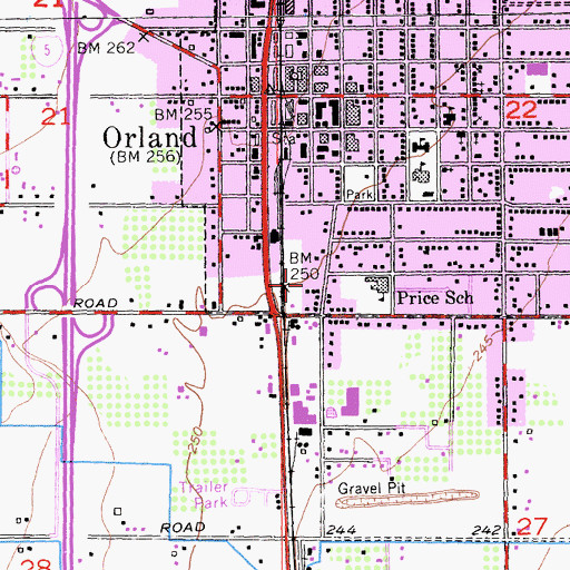 Topographic Map of Orland Southern Baptist Church, CA